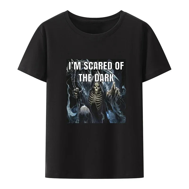 Short-Sleeved Anime Shirt for Men,  Skul I'm Scared of the Dark Shirt, Male Summer Clothes for Men, Clothing Camisetas Koszulki