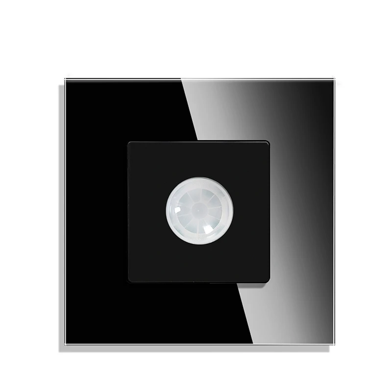 Bingoelec PIR Infrared Motion Body Sensor Switch Push Button Glass Mechanical Wall Mounted Switches EU Standard LED Light Switch