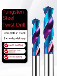 65° tungsten steel drill, nano blue coating, super hard drilling, straight shank, integral carbide Fried Dough Twists drill