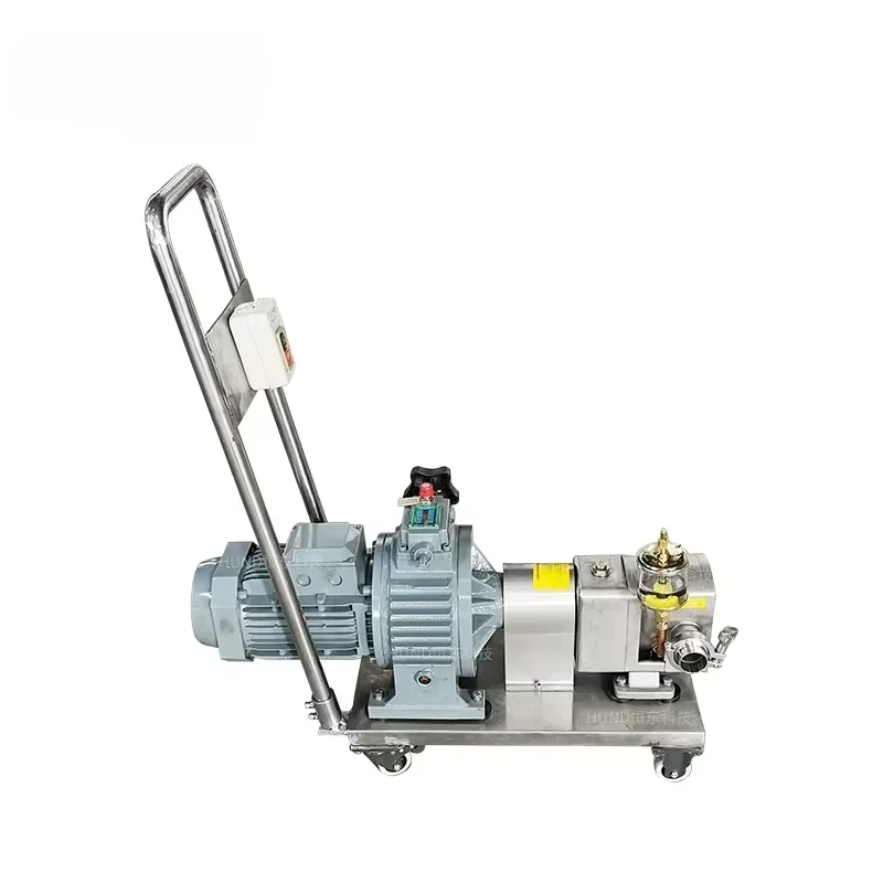 

HUNDOM Насос для перекачки гигиенических напитков Роторный лопастной насос высокого давления из нержавеющей стали с тележкой