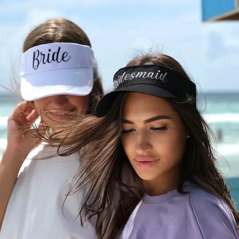 Bride Bridesmaid Visors Hat beach pool summer wedding Bach weekend Bachelorette hen Party bridal shower decoration proposal Gift