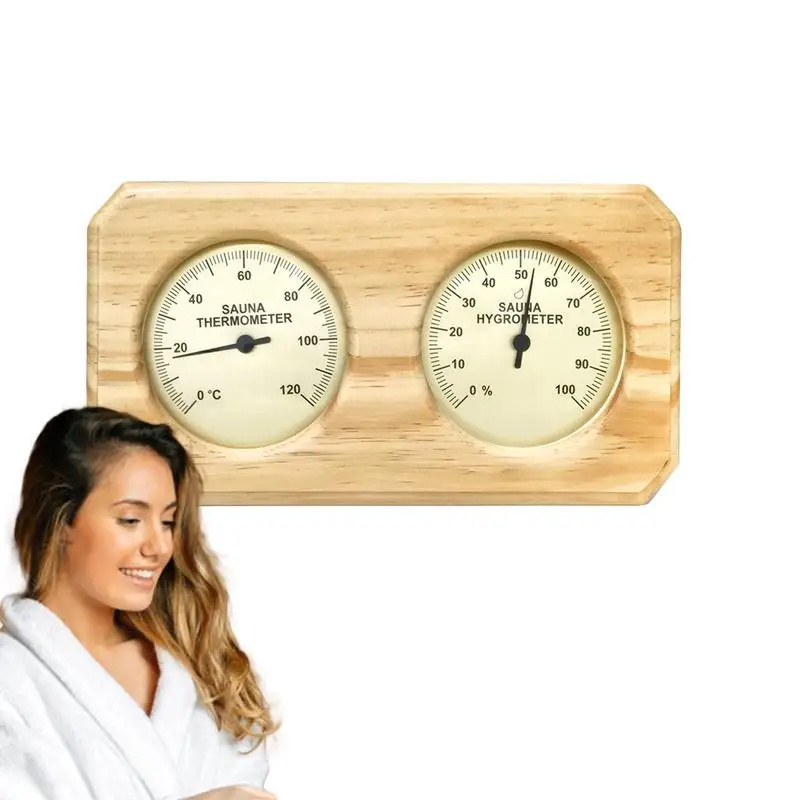 Sauna Temp Humidity Gauge 2 In 1 Wooden Sauna Hygrothermograph Indoor Celsius Thermometer Hygrometer For Hotel Home Accessories