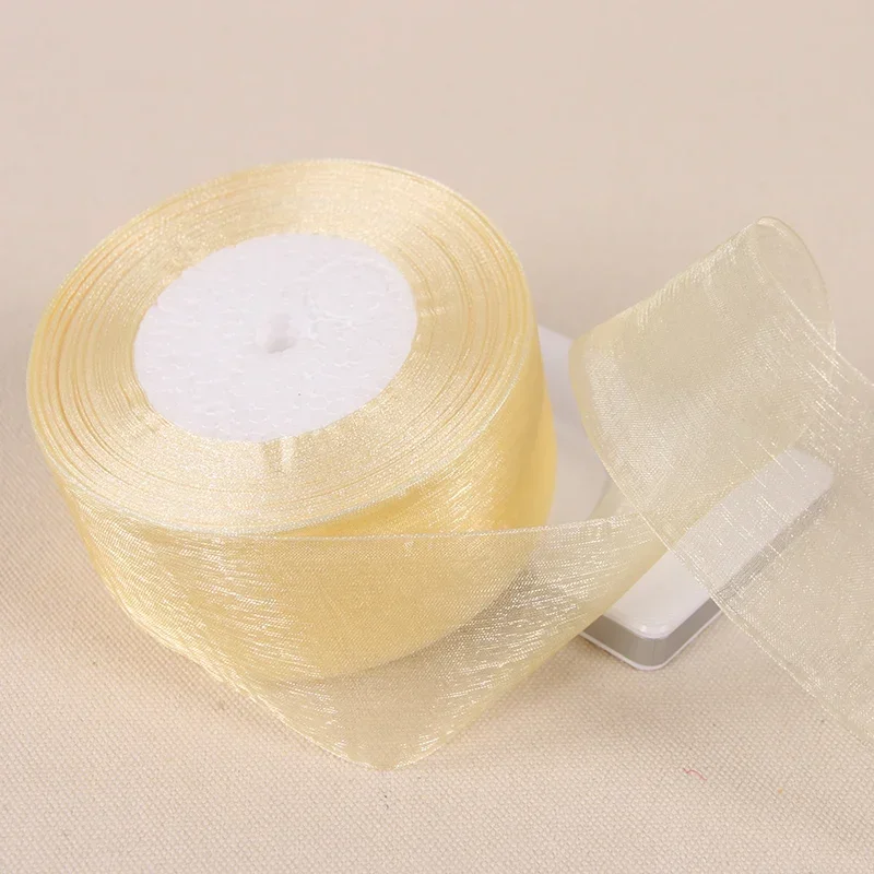 (45meters/Roll) 2'' 50mm Organza Ribbon Wedding Party Christmas Decoration Weaving DIY Gift Box Packing Clothing Accessories