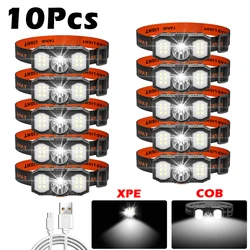 釣り,キャンプ,屋外,仕事用のUSB充電式LEDヘッドランプ