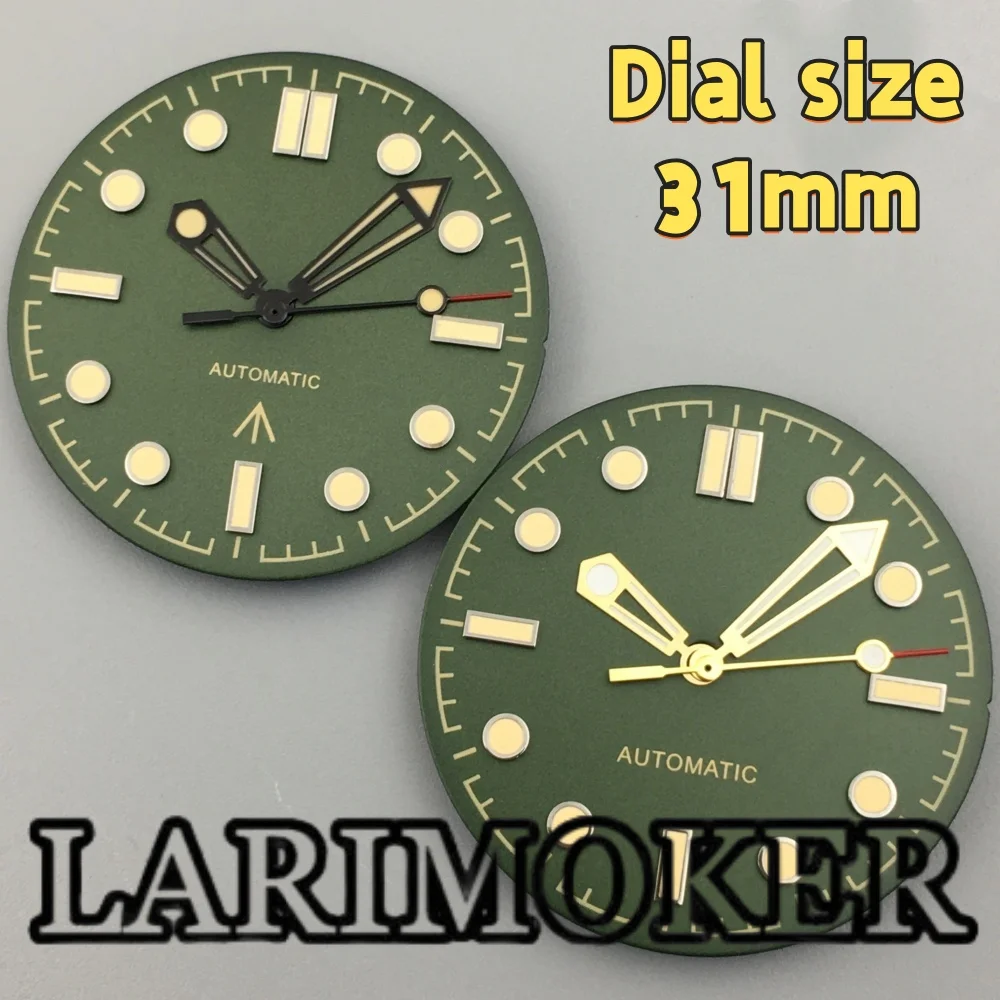 LARIMOKER 31MM Sterile Green Watch Dial Hands Luminous Fit NH35 NH36 ETA2824 PT5000 2836 Miyota 8215 821A DG2813 Movement