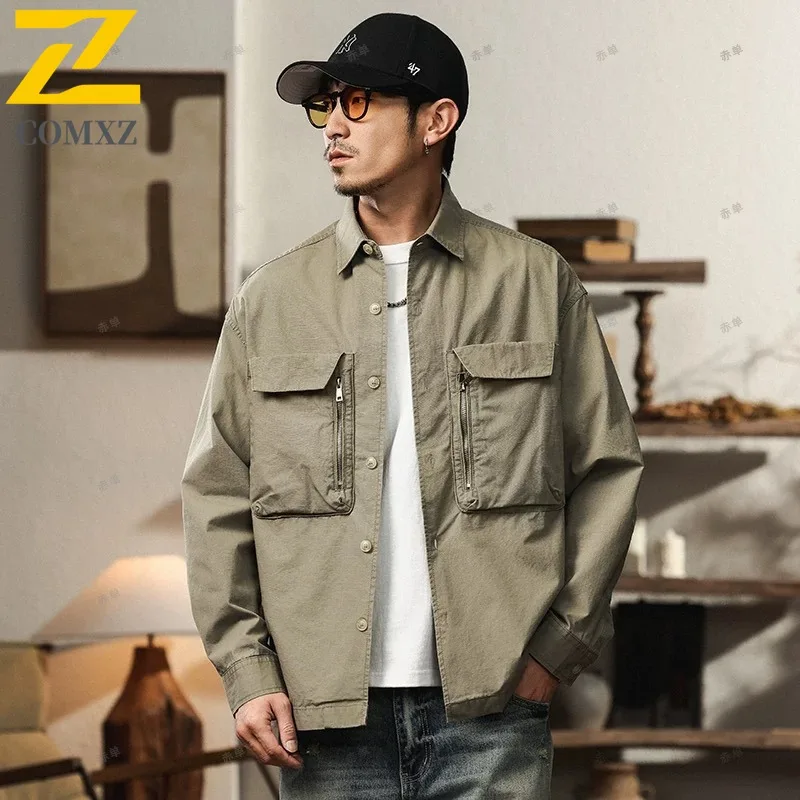 

COMXZ Men Windbreaker Jacket Design Camping Cycling Lightweight Breathable Walking Biker Jacket Simple Travel Fishing Overcoat