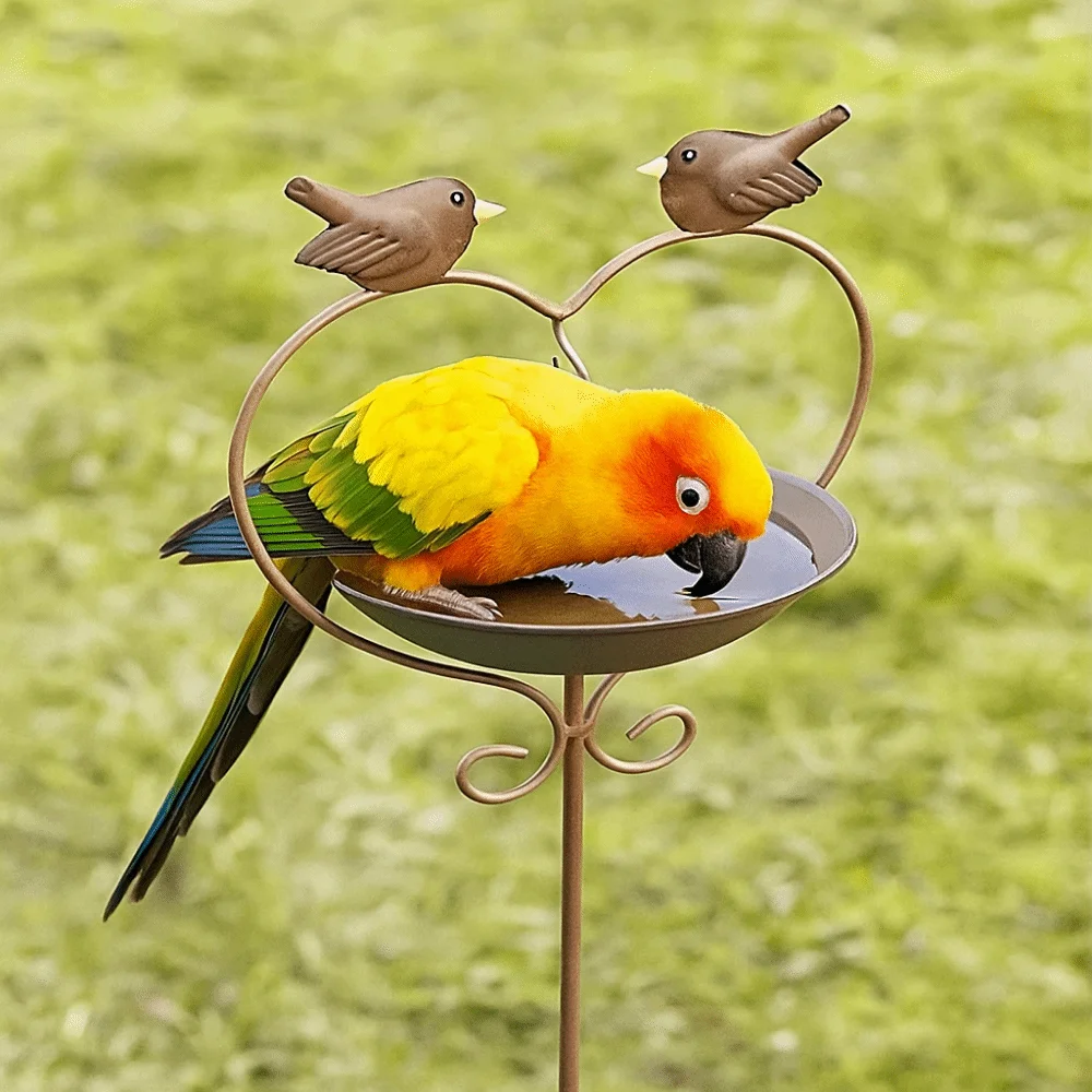 

Bird Raising Tool Iron Bird Feeder Ground Plugin Retro Decorative Bird Feeding Dish Multi Functional Bird Bathtub Parrot