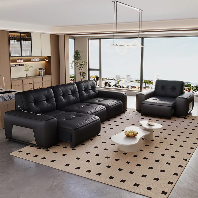 Sofás de Salón de Diseño Nórdico, Sofás de Salón de Lujo Nórdico de Tres Plazas, Puffs en Forma de U, Sillones, Muebles de Relax para el Hogar