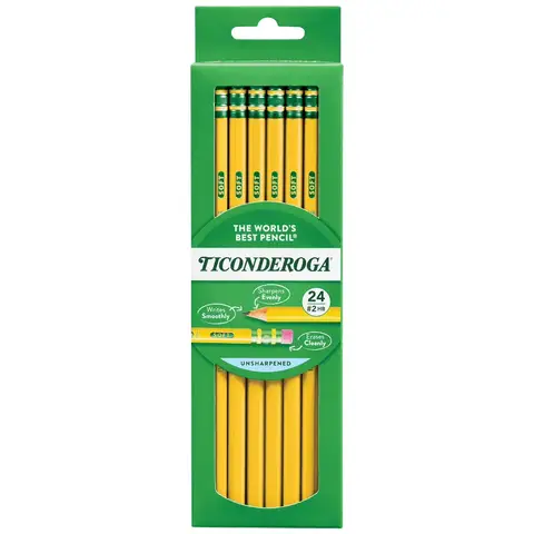 Unsharpened Wood Pencils #2 HB with 0.3mm Core Yellow Graphite Pencils for Writing Drawing Sketching School Office Supplies 24 Pack Bulk