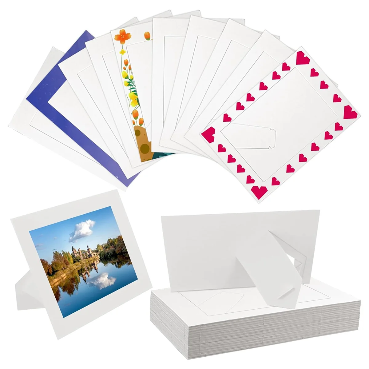 30 Pack Paper Picture Frames for 4 x 6Inch Photos, Standing White Cardboard Photo Frames with Easel DIY Crafts Frame