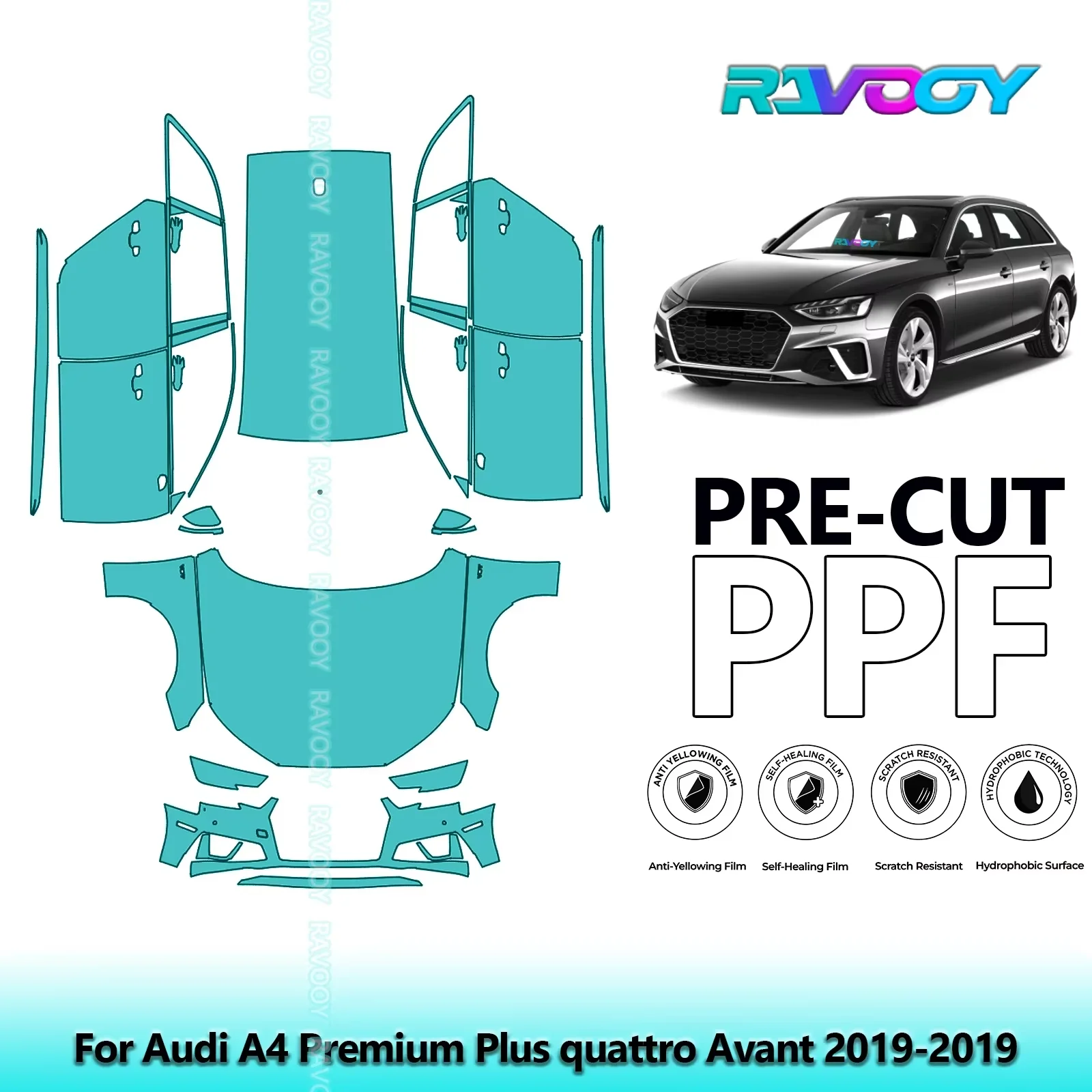 

Car Front Kit+Doors+Roof Clear Bra Precut PPF Paint Protection Film For Audi A4 Premium Plus quattro Avant 2019-2019