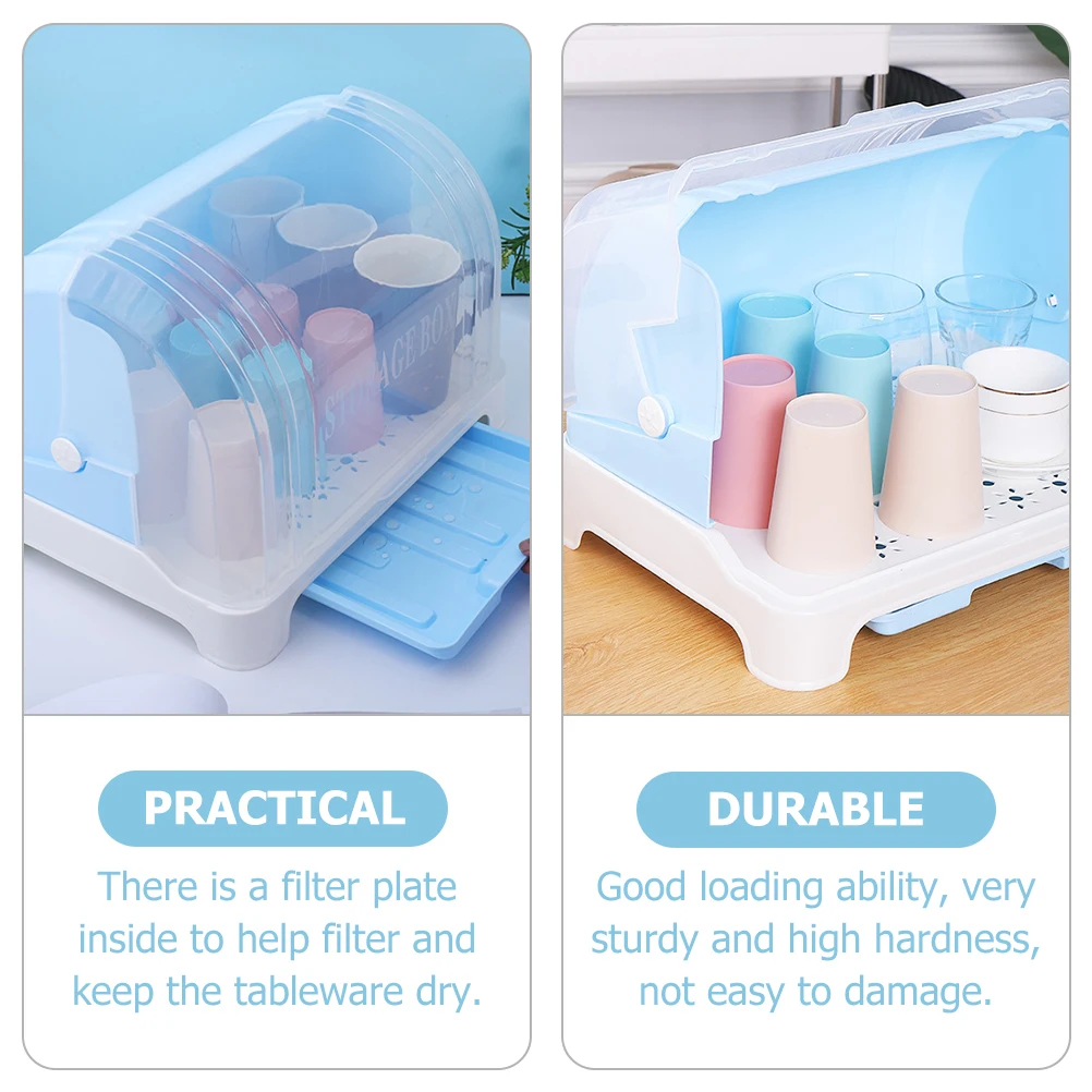 

Plastic Storage Box Lid for Cups Dishes Plates Baby Bottles Kitchen ganizer Dustproof Cover Dish Drying Rack Filter Plate Inside