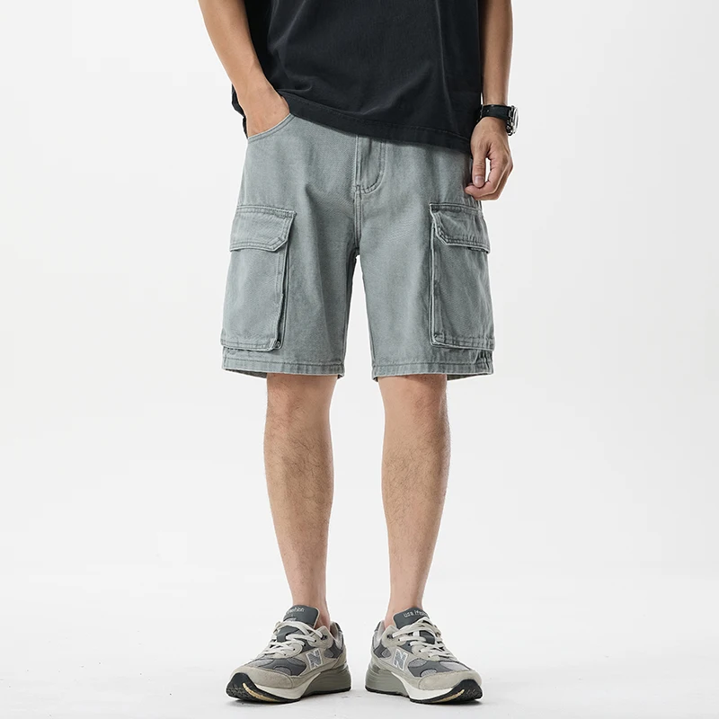 

Джинсовые шорты-карго, мужские летние уличные модные свободные повседневные винтажные джинсовые шорты с несколькими карманами, короткие брюки Cityboy