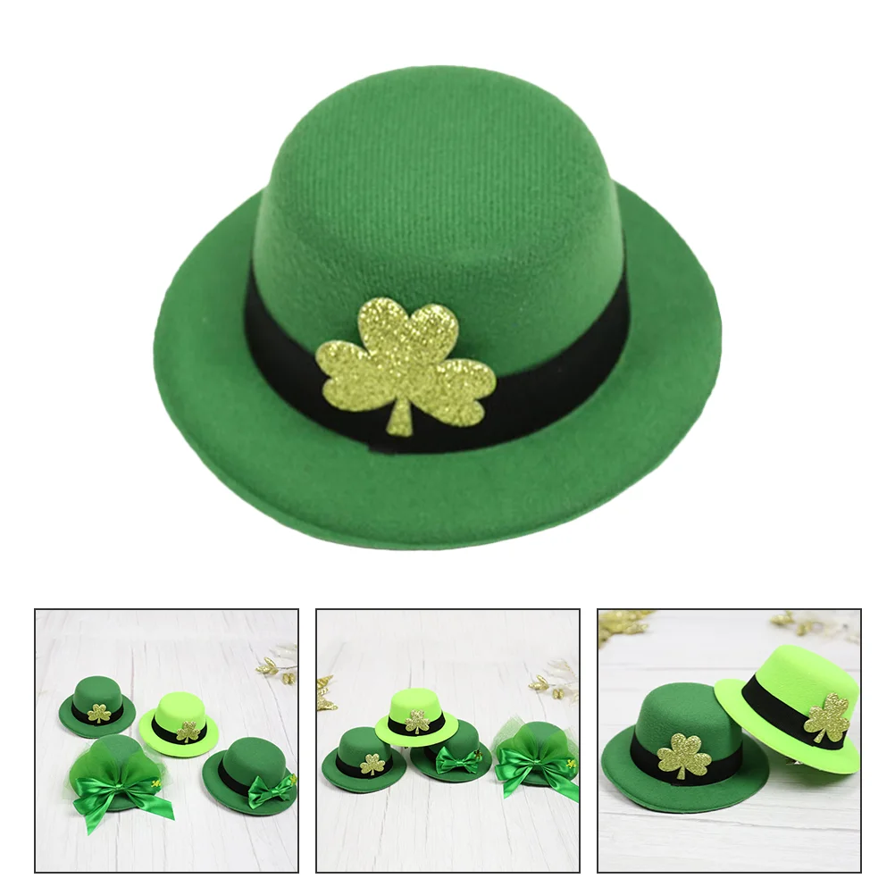 2 Pcs Small Green Hat Hair Card Festival Headbands Cloth St Patrick's Day Clip