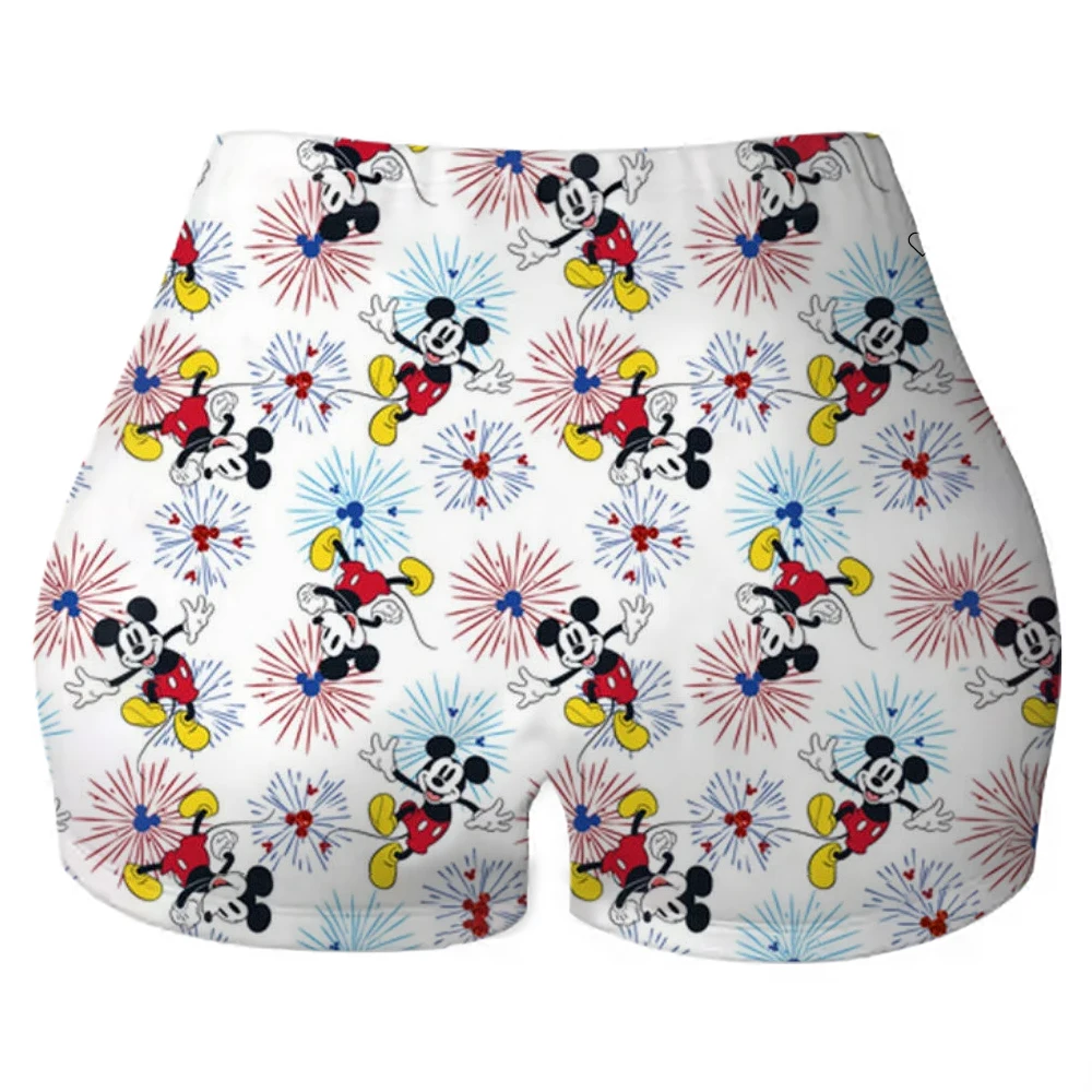 カスタムミッキーマウスコラージュマンガワークアウトバレーボールバイカーショーツ女性用ジムヨガショーツ