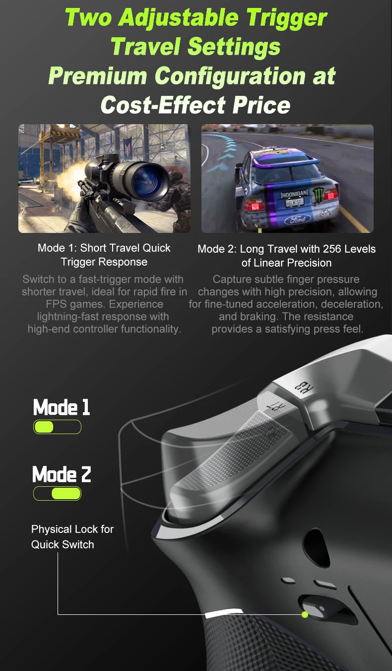 PXN P5 Kabelloser Spielcontroller 1000Hz Hall-Joystick Hall-Trigger, Geeignet für Switch/PC/Android/iOS, Rosa Spielcontroller – Detail 10