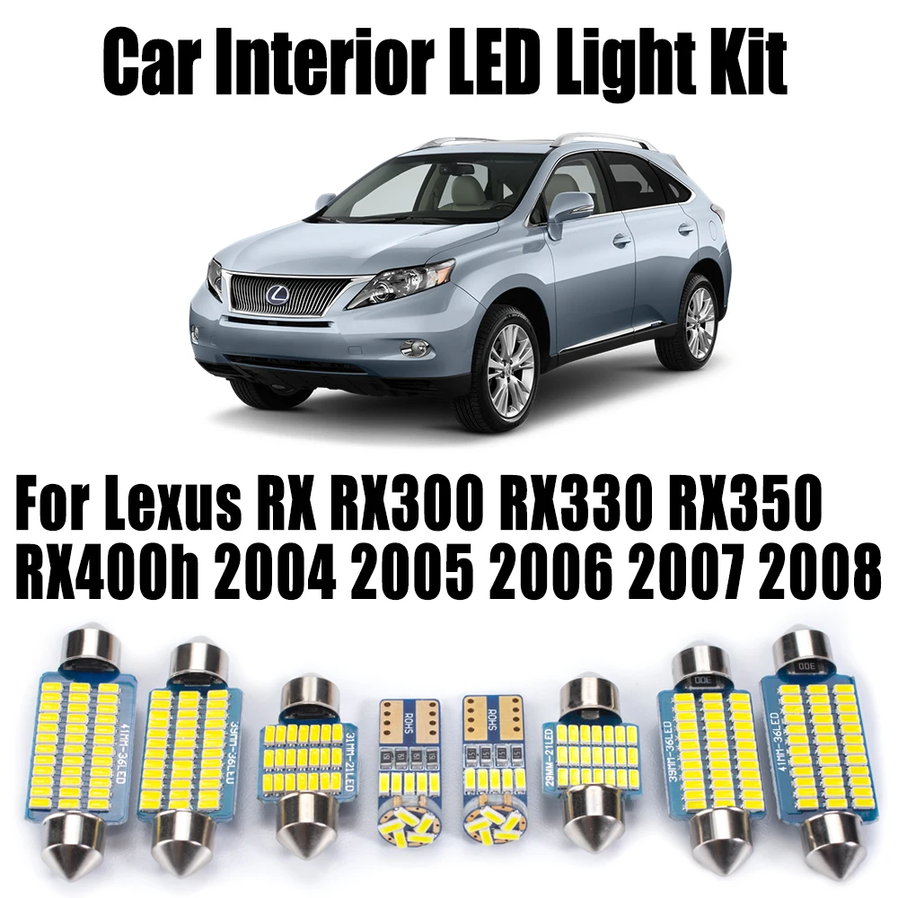

20Pcs Canbus For Lexus RX RX300 RX330 RX350 RX400h 2004 2005 2006 2007 2008 Car Ceiling Sun Visor Bulbs LED Interior Light Kit