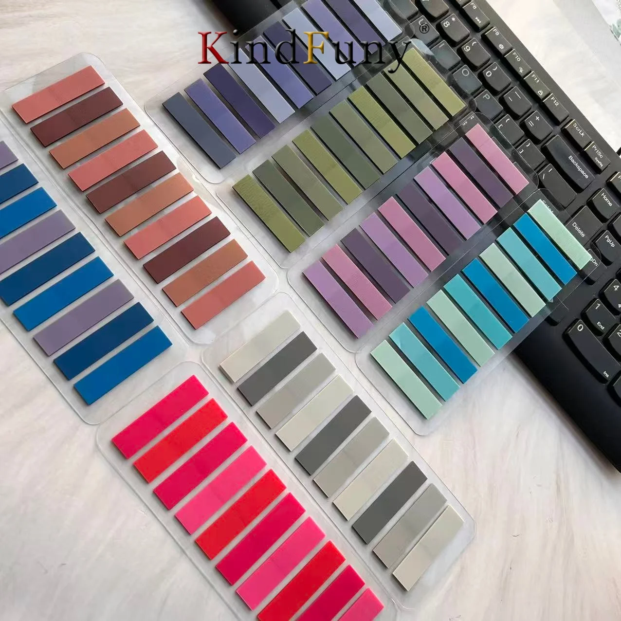 8-packs transparante kleurrijke memoblokken zelfklevende notitie creatieve index kantoor schoolbenodigdheden