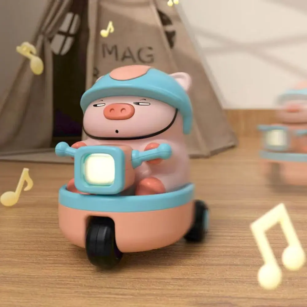 

Plastic Pig Stunt Three-wheeled Car Toys Interactive Sound And Light Animal Piggy Electric Car Rotating Craft Decor