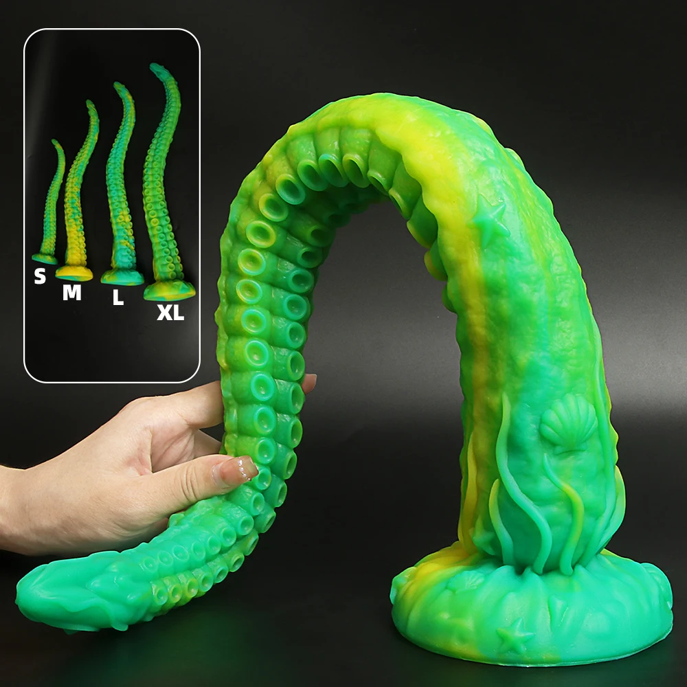 Long Anal Plug Dildo Sex Toy Green Octopus Tentacles Butt Plug Soft Liquid Silicone Anus Masturbator Adult Product For Women Men