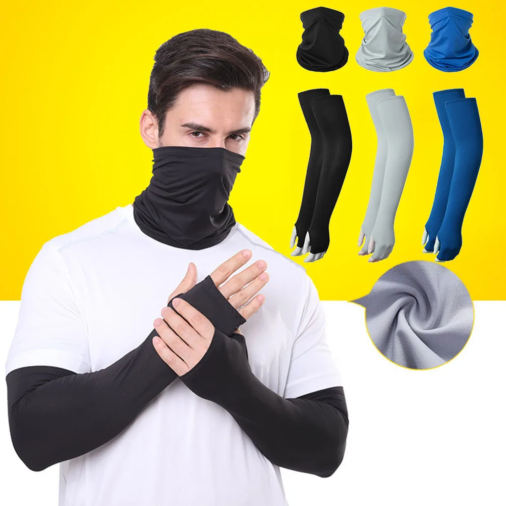 

Sunscreen Scarf And Sunscreen Sleeves Arm Cover 2Pcs/Set Sleeves Scarf Suit Neck Cover Cycling Outdoor Breathable Sleeves Scarf