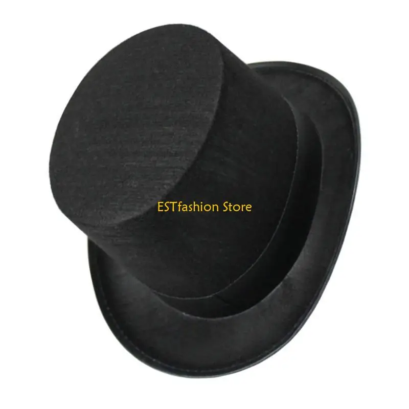 Y5GC Flat Top Hat Adult Magician Hat Roleplay Party Hat Unisex Nonwoven Gentleman Hat