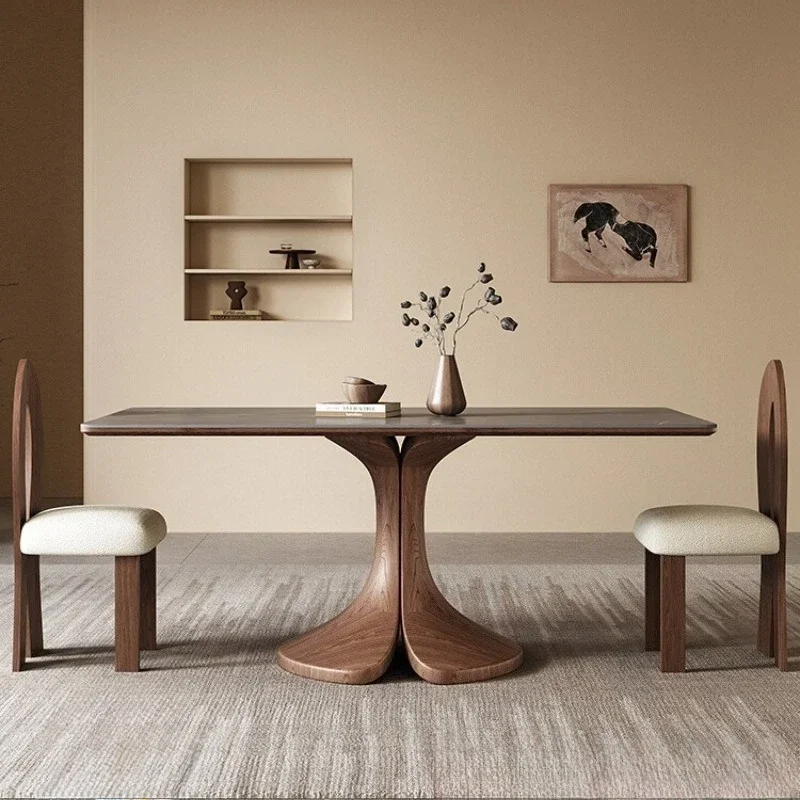 الشمال الحديثة البساطة نمط فاخر خشب متين لائحة طاولة طعام غرفة الطعام كرسي مكتب طاولة طعام الأثاث مستطيلة #3