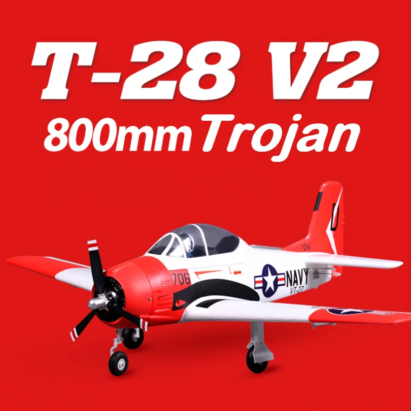 FMS 800mm Mini T28 T-28D Trojan V2 Red 4CH EPO PNP RC Airplane Small Baby Warbird Raido Control Hobby Model Plane Aircraft Avion