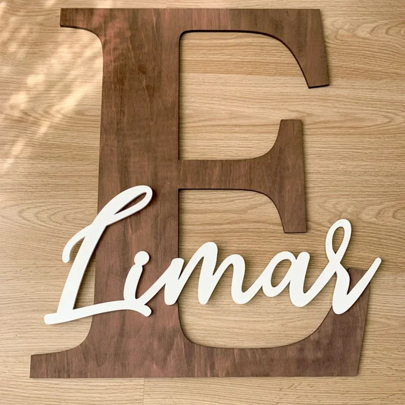 1Pc Custom Unique Alphabet Name Wooden Name Plaque,Home Room Office Wall Door Decor,DIY Paintable,Birthday Wedding Gift