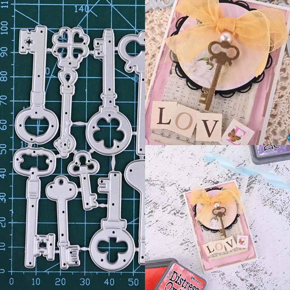 Klucze metalowe wykrawacze szablony do wycinania scrapbookingu Album DIY stempel karta papierowa do ręcznie robionych wytłaczania kartek z życzeniami