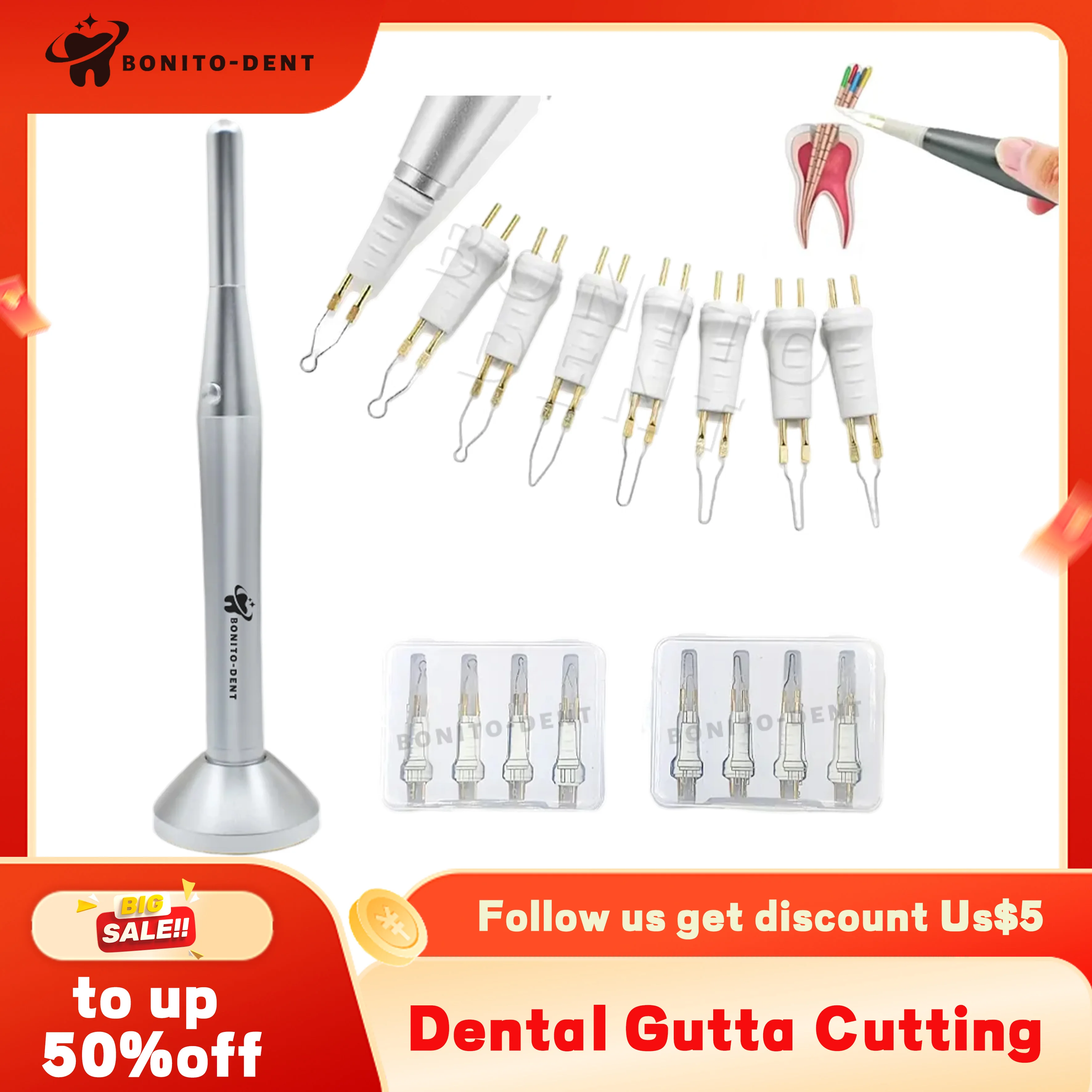 8 Tips Dental Gutta Cutting Heated Model Teeth and Gum Cutter Electrocoagulation Hemostatic Pen Root Canal Therapy Equipment