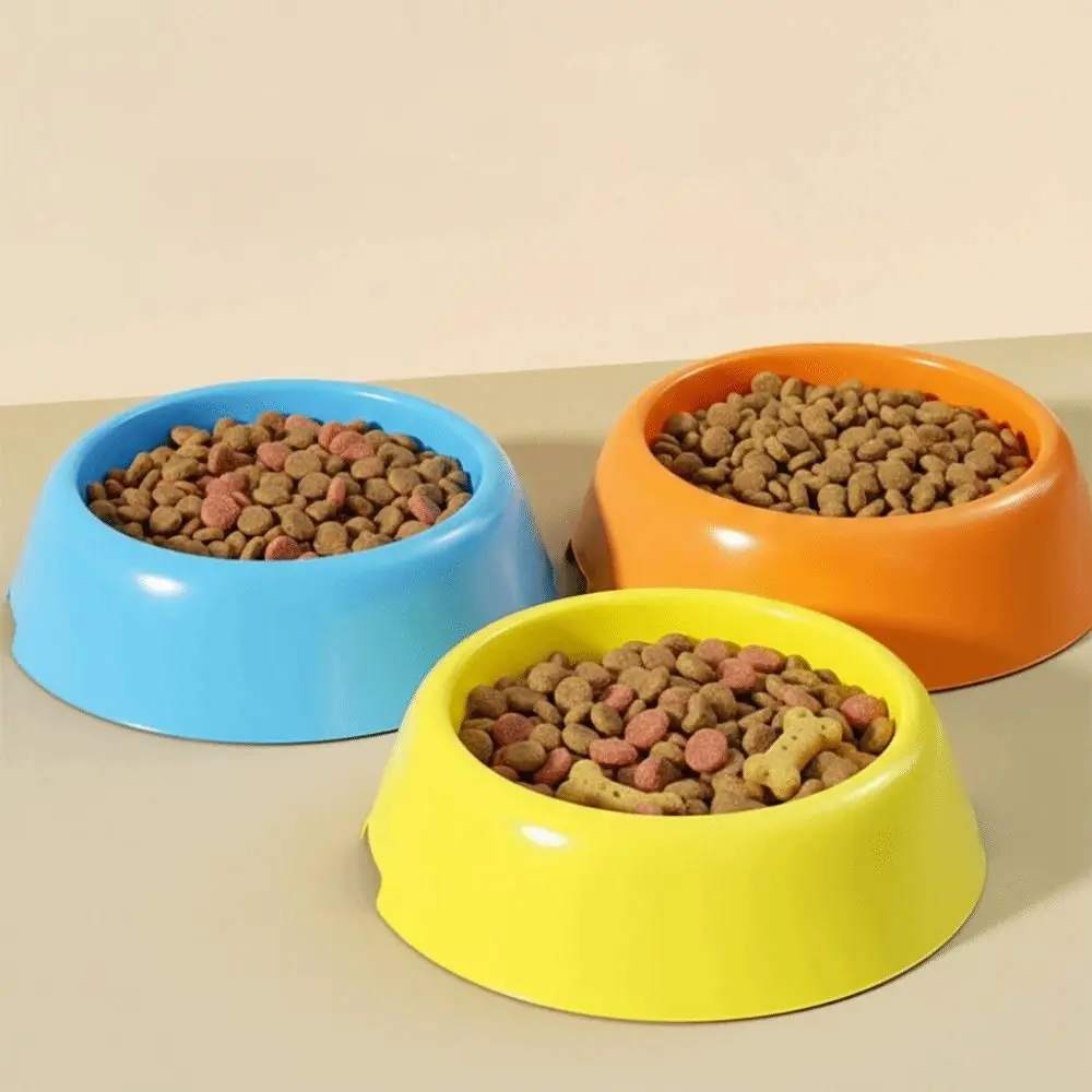 New Round Shape Cat Bowl Plastic Anti-Fall Flip Cat Plates Non-slip Kitten Bowl Pet Feeding