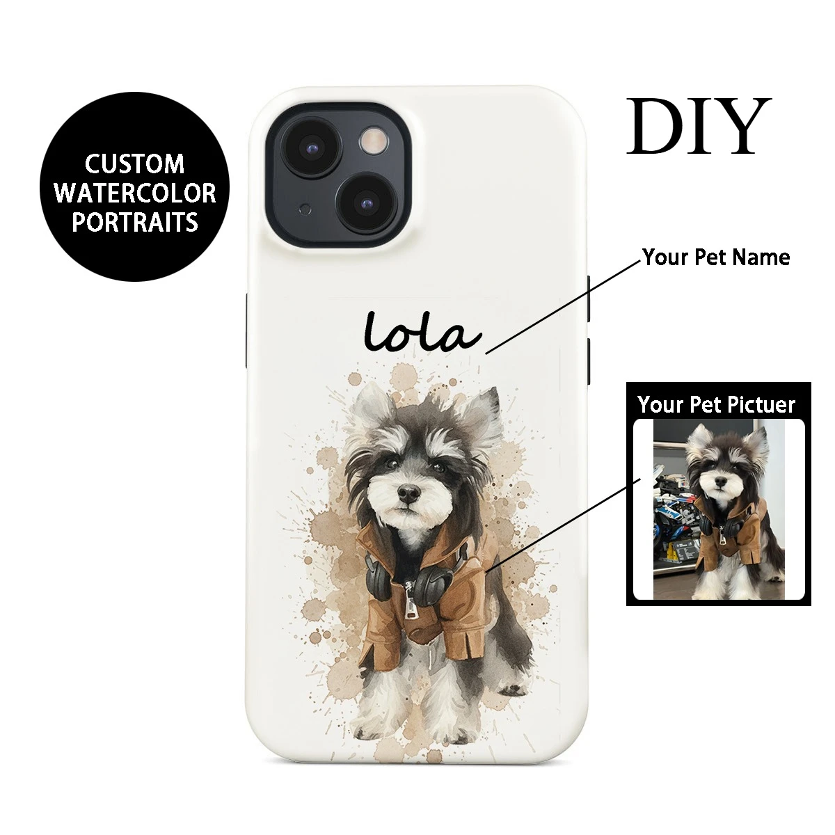 DIY Ustomized acuarela fotos de mascotas funda de teléfono magnética para IPHONE 17 16 15 14 13 12 11 Plus PRO MAX Plus TPU duro de doble capa