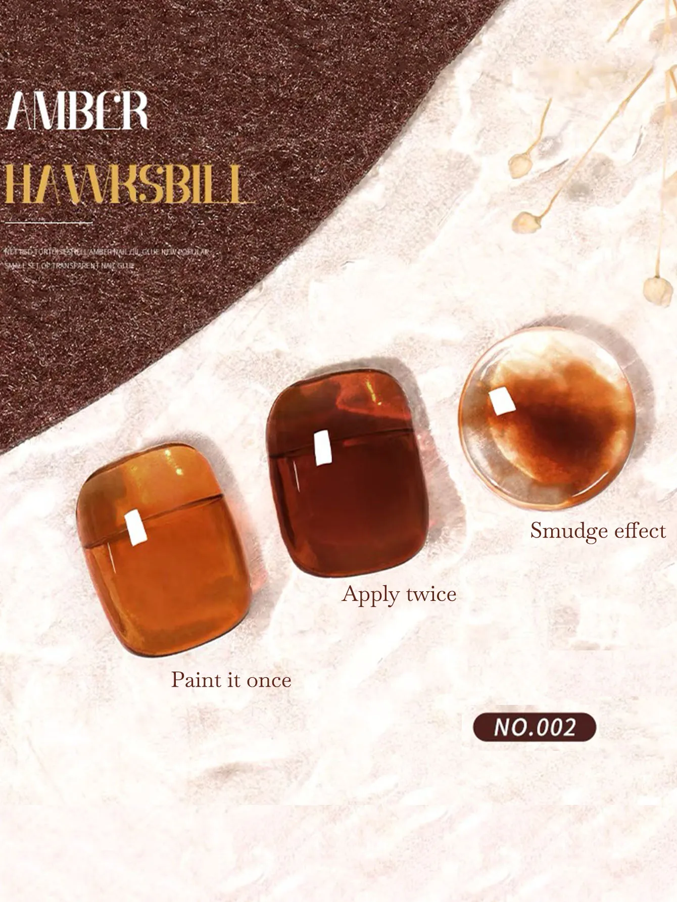 1-12pcs WS New Brown Semi Transparent Nails Brown Amber Nail Art Autumn Popular Maillard Tortoiseshell Amber Gel Nail Polish