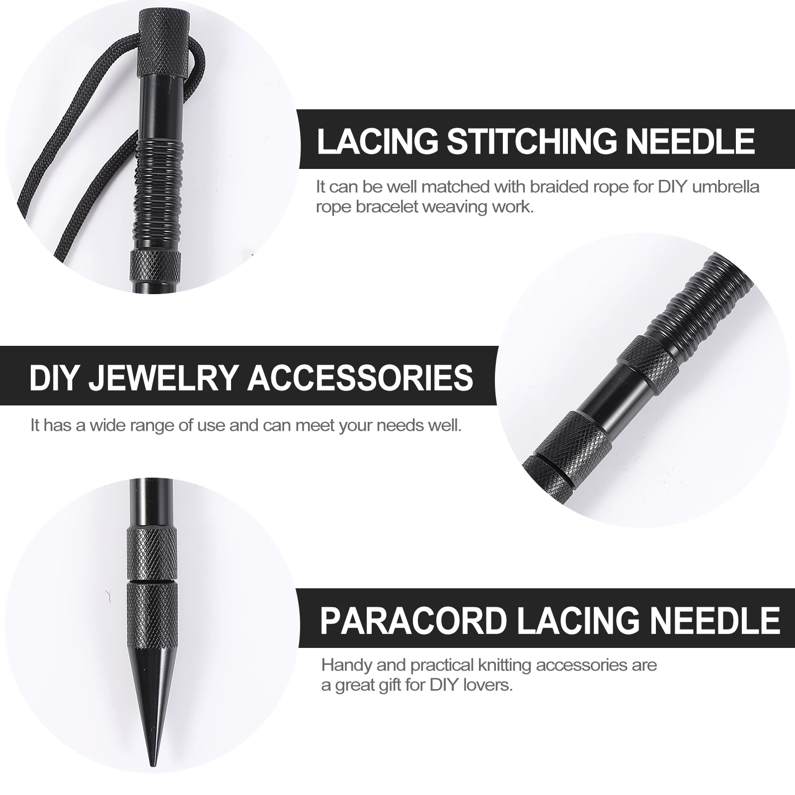 

4pcs Lacing Stitching Needle Kit Aviation Aluminum Paracord Lacing Needle Diy Bracelet Tool Umbrella Rope Weaving Set Garden