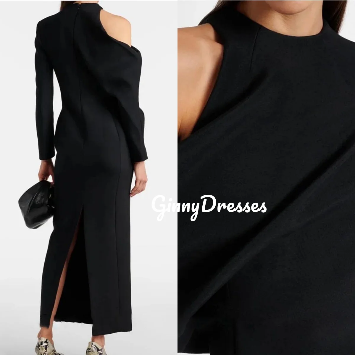 

Elegant Party Dresses Customized Column Wedding Party Dress Ruffle Floor-Length Dresses For Special Occasions Zipper Up Long