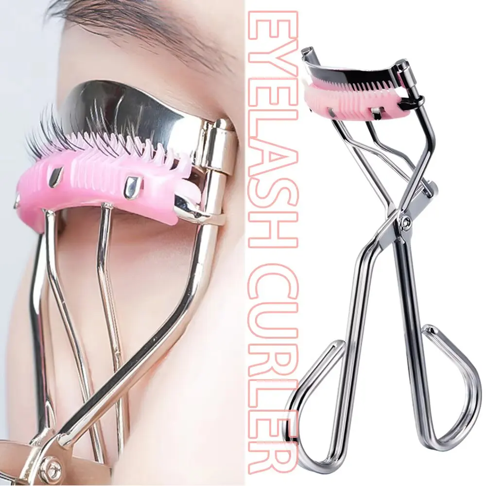 Silicone Eyelash Curler Comb for All Eye Shapes Lash Lift Clip Eye Makeup Tool with 1 Refill Pad-Easy to Use Lash Curling Device