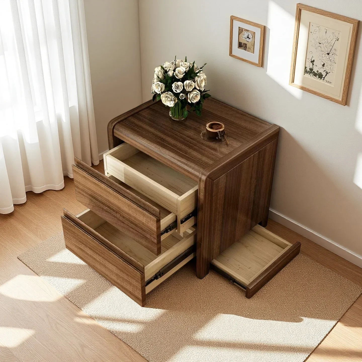 Hidden bedside table Simple household bedroom Locker Locker Hidden secret artifact File Real estate certificate Storage cabinet