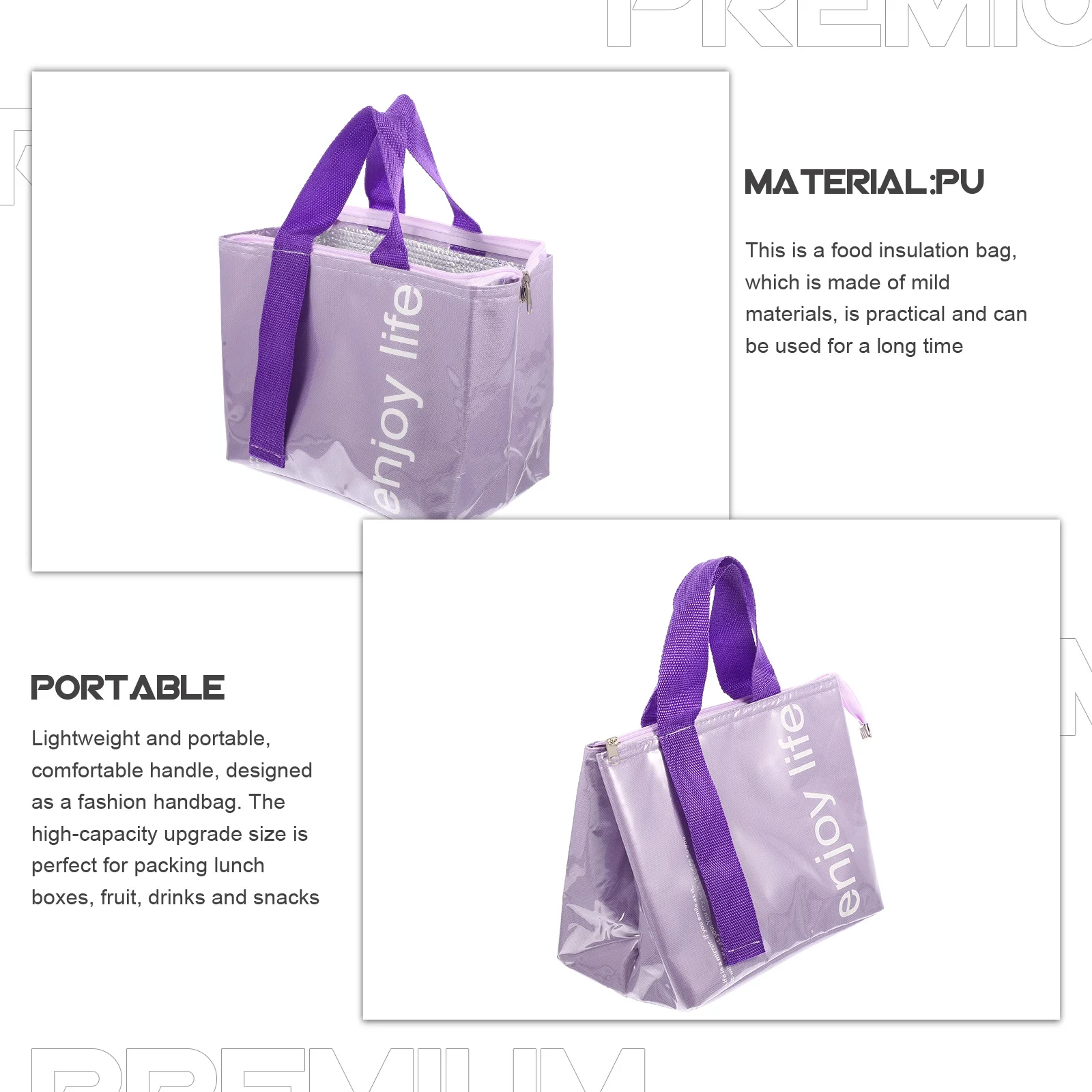 

Waterproof Food Insulation Bag Large Capacity Thermal Lunch Bag Portable Lightweight Bento Box Holder for Outdoor Picnic