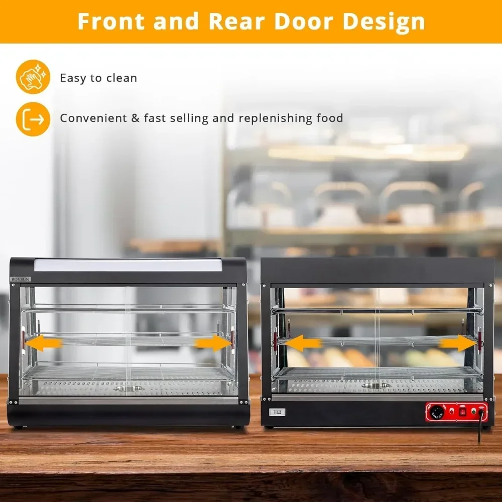 Voedselwarmer Display Met Led-Verlichting, 3-Tier Elektrische Voedselwarmer Commerciële, Verstelbare Verwijderbare Koelkast Vitrine