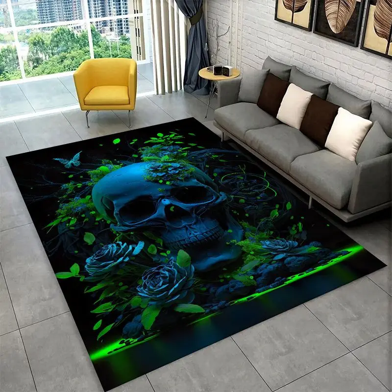 Horror Skeleton Skull Gothic Large Area Rug Non-slip Durable Carpet for Bedroom Living Room Sofa Doormat Home Decor Floor Mat - view 6