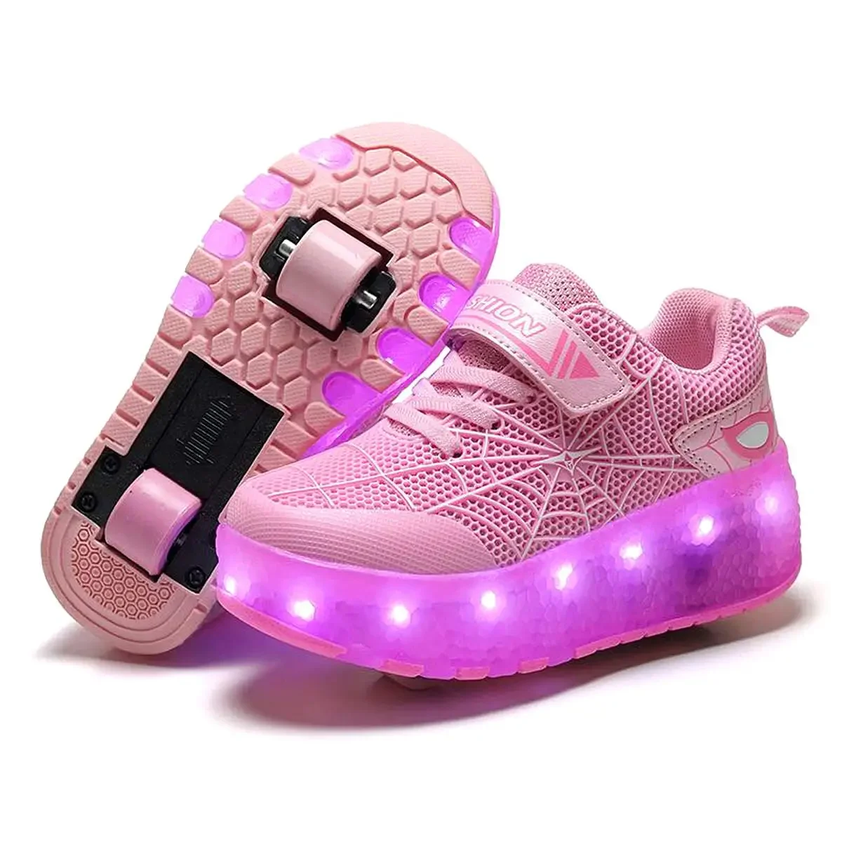 YUNICUS Rollers Skate Shoes For Boy Girls Led Usb Charging Roller Shoes Glowing Light Up Luminous Sneakers With Wheels Shoes