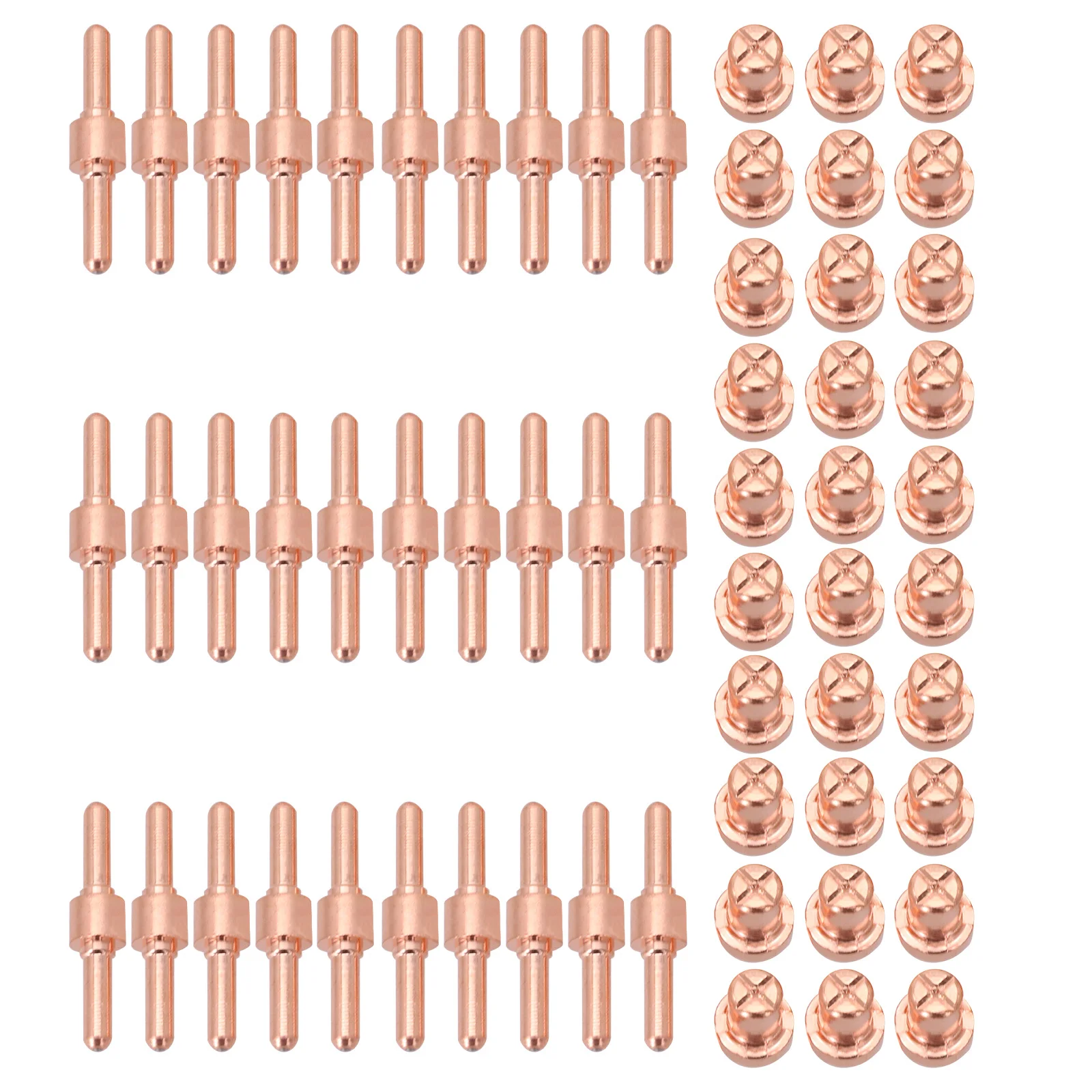 For PT31 Plasma Cutter Electrode Tips and Nozzle Set 60pcs Copper Construction Rated for 40A Current Max 12mm Cutting Thickness