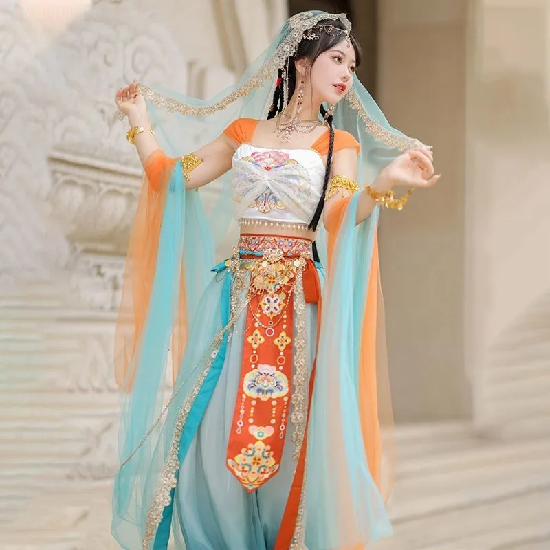 Donne in stile cinese Dunhuang Feitian Hanfu stile esotico regione occidentale Princess Dance Set abbigliamento da spettacolo teatrale