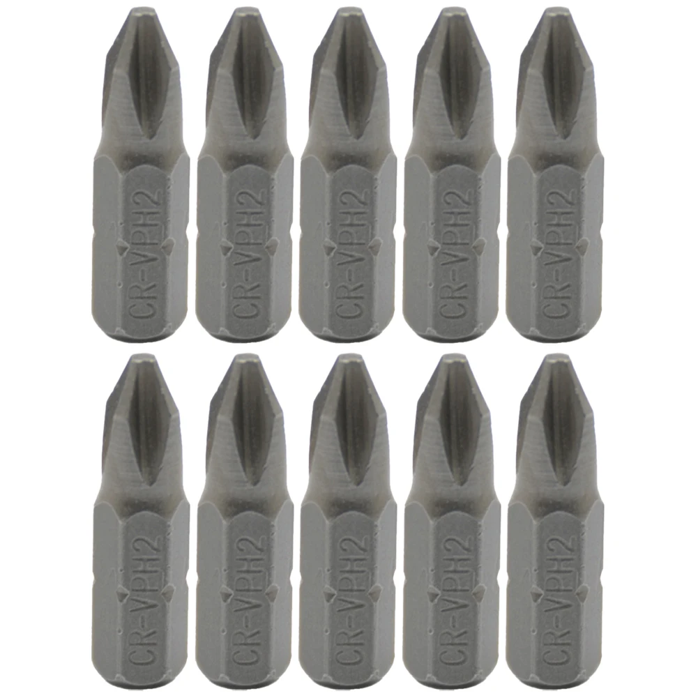 Puntas de acero al cromo vanadio Juego de puntas de destornillador cruzado Vástago hexagonal de 1/4 de pulgada Longitud de 25 mm Diámetro del vástago hexagonal estándar
