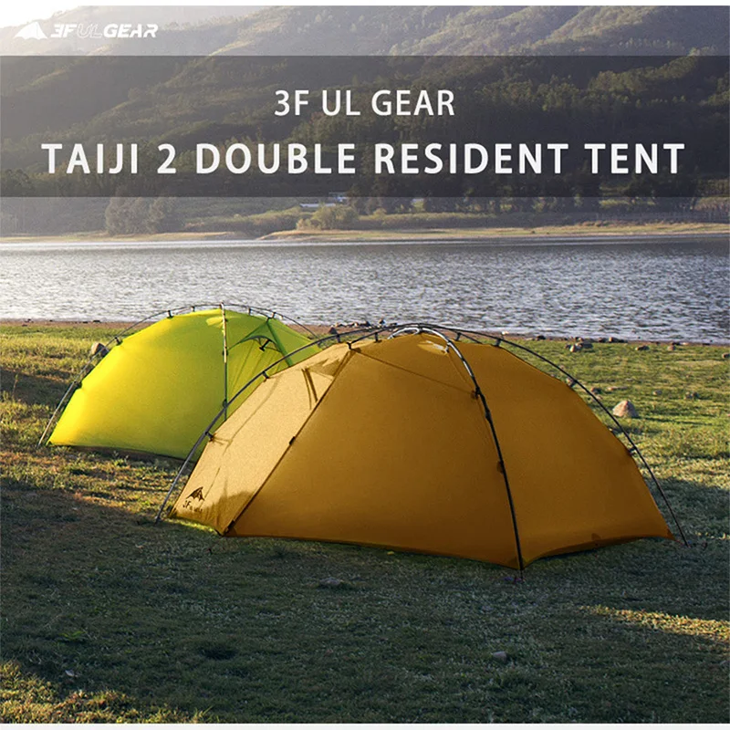 2 Tent 3 Season Camping Tent 15D Nylon Fabric Double Layer Waterproof Tent for 2 Persons 4 Season