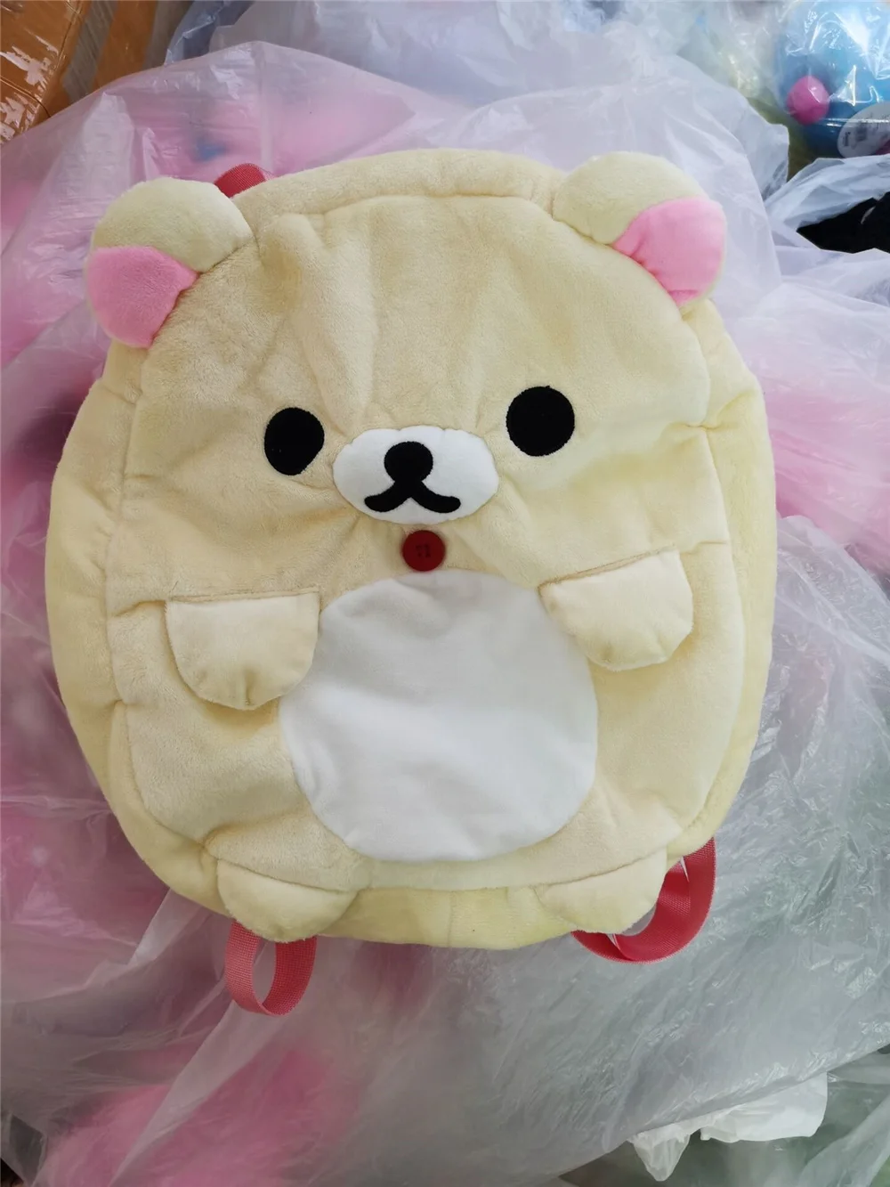 New Cute Rilakkuma Korilakkuma with Ears Pink Plush Backpack Bag Anime Bear Kawaii Rucksack Bags for Women Girls Kids Back Pack