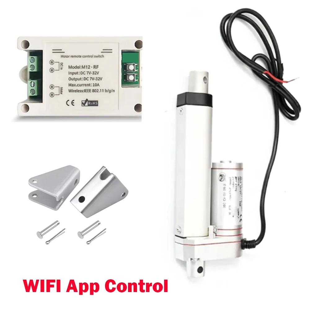 750N 1000N 1500N Линейный привод постоянного тока 12 В с панелью управления через приложение WIFI с монтажным кронштейном Поддержка голосового управления RF433