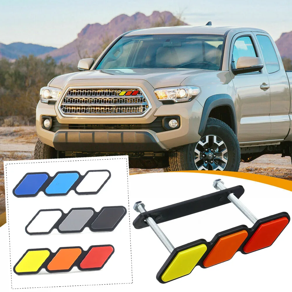 Fits For Toyota Tacoma 4Runner Tundra FJ RAV4 Sticker Decals Car Car Accessories Car Styling Tri-Color 3 Grille Badge EMBLEM