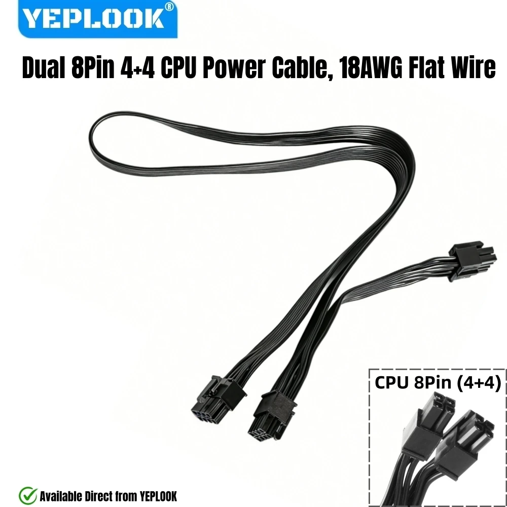 

Кабель питания YEPLOOK EPS/ATX12V 2x 8-контактный (4+4) для двух процессоров, совместимый с модульными блоками питания Corsair CX750, CX650, CX600, CX550, CX500, CX450, CX430
